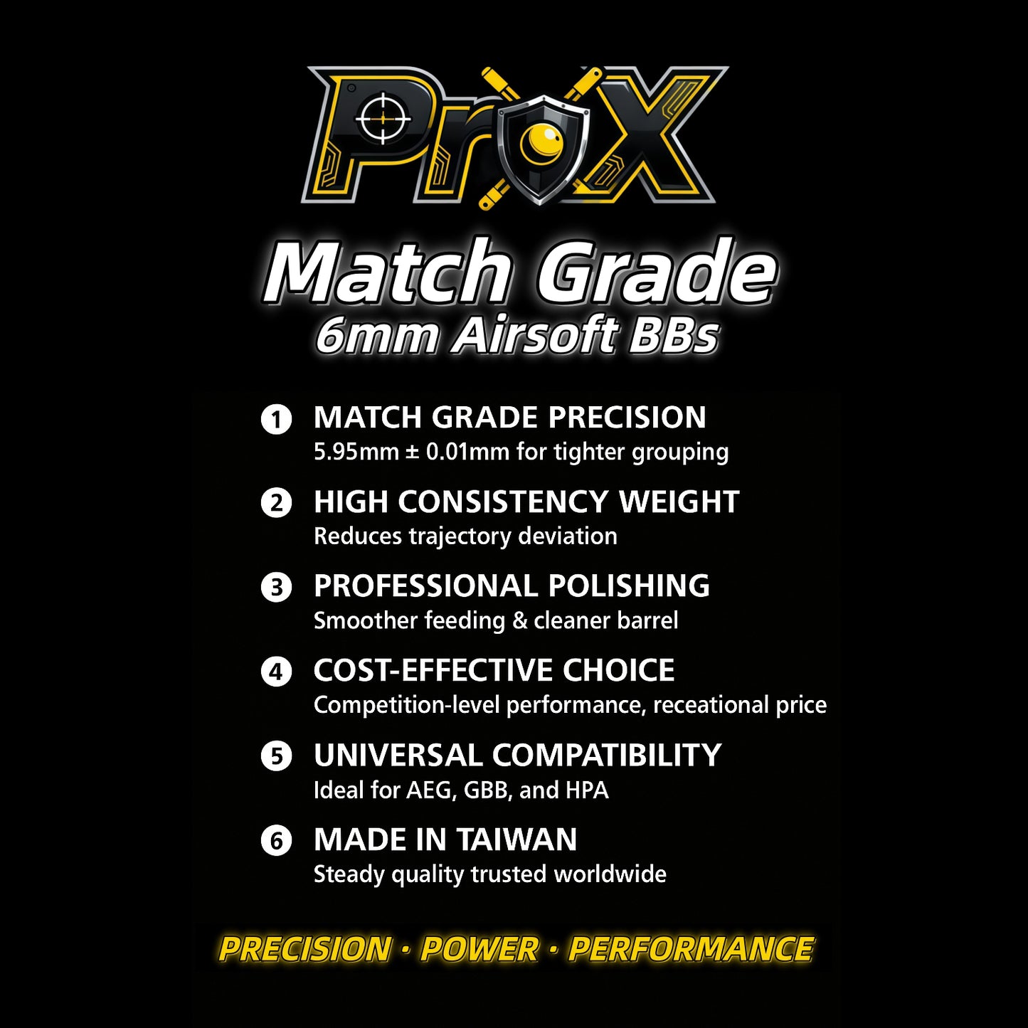 6mm Match Grade Standard Airsoft BBs-2650 Rounds (Weight: 0.20g/0.25g/0.28g/0.30g/0.32g)