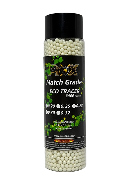 6mm Match Grade ECO TRACER Airsoft BBs-3400 Rounds (Weight: 0.20g/0.25g/0.28g/0.30g/0.32g)